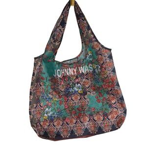 Johnny Was Foldable Tote Bag Floral Paisley Boho Packable Reusable Shopper OS